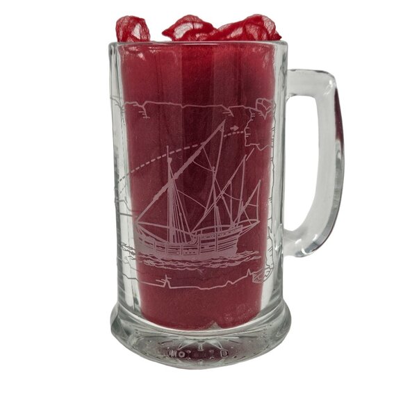 VTG Long John Silvers Columbus Voyage Nautical Sailing Ships Glass Mug Set of 3 - Picture 4 of 16